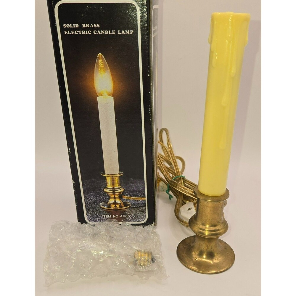 Vintage Solid Brass Electric Window Candle Lamp | In-Line Switch (Item No. 4665)